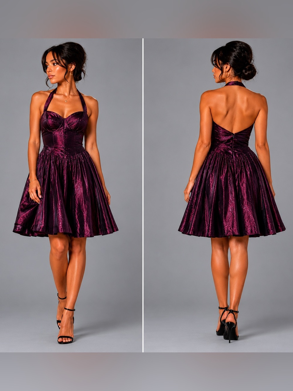 Adrianna Papell One-Shoulder Party Dress in Deep Plum